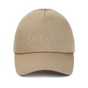 Saint Laurent Baseballkeps i bomull och linne Beige, Herr