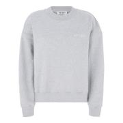 The Attico Grå Ribbad Crewneck Tröja Logo Gray, Dam