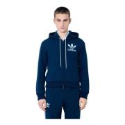 Adidas Logo Zip-Up Huva Tröja Blue, Herr