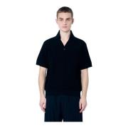 Jacquemus Textured Stickad Polo Skjorta Topp Black, Herr