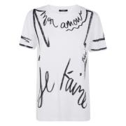 Balmain Je T`Aime Print Kortärmad T-shirt White, Dam