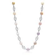 Nialaya Men's Silver Mariner Chain with Multicolored Pearls Gray, Herr