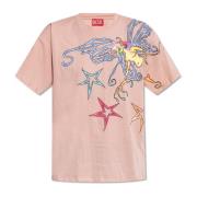 Diesel T-shirt T-Buxt-Q1 Pink, Dam