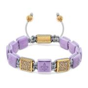 Nialaya Women's Lavender Ceramic Flatbead Bracelet with Gold CZ Yellow...