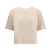 Lisa Yang Räfflad Crew Neck Bomull T-shirt Beige, Dam