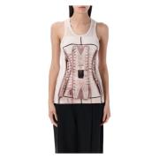 Jean Paul Gaultier Dusty Pink Trompe l'Oil Corset Tank Top Pink, Dam