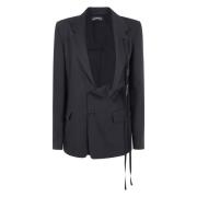 Ann Demeulemeester Lätt Asymmetrisk Deconstructed Jacka Black, Dam