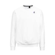 K-Way Bomull crewneck sweatshirt med ribbade kanter White, Herr