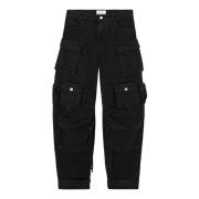 The Attico Svarta Cargo Jeans med Logoknappar Black, Dam