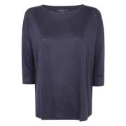 Majestic Filatures Elegant Boat Neck Sweater Blue, Dam