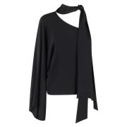 Federica Tosi Enaxlad Crepe de Chine Topp Black, Dam