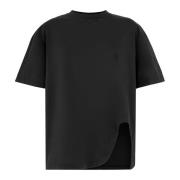 The Attico Svart Bomull Jersey T-shirt med Unik Formad Slits Black, Da...