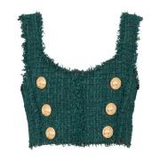 Balmain Tweed crop top Green, Dam