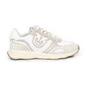 PINKO Vita Läder Sneakers med Mocka Insatser White, Dam