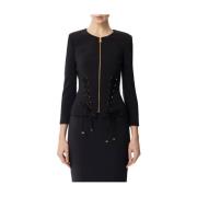 Elisabetta Franchi Svarta Jackor för Kvinnor, Klassisk Design Black, D...