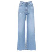 PINKO Wide Leg Denim Soft Jeans Blue, Dam