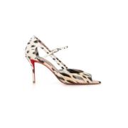 Christian Louboutin Leopard Print Cut-Out Open Toe Heels Brown, Dam