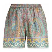 Etro Gröna Silkes Sommar Shorts Multicolor, Dam