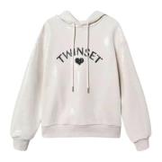 Twinset Paillett French Terry Hoodie Beige Beige, Dam