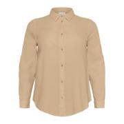 Kaffe Curve Klassisk Sand Skjortblus Beige, Dam