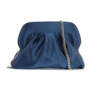 Roberto Festa Navy Blue Satin Ophelia Clutch Blue, Dam