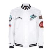 Mitchell & Ness Satin Bomber Jacket White, Herr