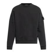 Stone Island Sweatshirt med Logotyp Black, Herr