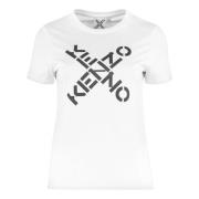 Kenzo Bomull T-shirt med Big X Print White, Dam