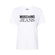 Moschino Vit Bomull Logo Print T-shirt White, Dam