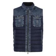 Moorer Gåsdun Bodywarmer Jacka med Denim Detaljer Blue, Herr