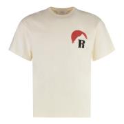 Rhude T-shirt med bomullslogo och ribbad halsringning Beige, Herr