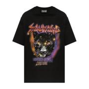 Versace Jeans Couture Tryckt T-shirt Black, Herr