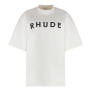 Rhude Oversize T-shirt i bomull med logotryck White, Dam