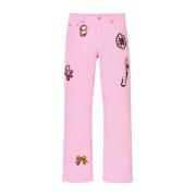 Marc Jacobs Rosa Grafiskt Tryck Straight Leg Jeans Pink, Dam