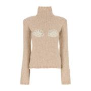 Magda Butrym Beige Turtleneck Stickat Plagg Aw24 Kollektion Beige, Dam