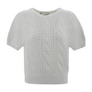 D.Exterior Vit Mesh Crew Neck Top White, Dam