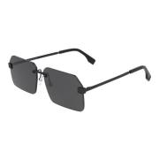 Fendi Stiliga oregelbundna metall solglasögon Black, Unisex