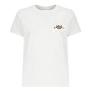 Kenzo Vit Bomullst-shirt med Tryckt Logotyp White, Dam