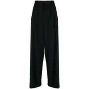 The Row Svart Ull Box-Pleat Bred Ben Byxor Black, Dam