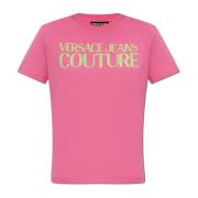 Versace Jeans Couture T-shirt med tryckt logotyp Pink, Dam