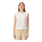 Patrizia Pepe Ärmelös Bomull Logo Print T-shirt Beige, Dam