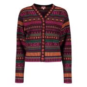 Kenzo Jacquard Stickad Kofta med Logodetalj Multicolor, Dam