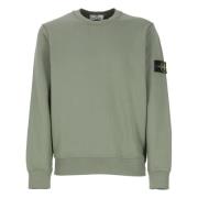 Stone Island Grön Bomull Crewneck Sweatshirt med Logopatch Green, Herr