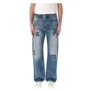 Palm Angels Logo Patch Straight Jeans Pack Blue, Herr