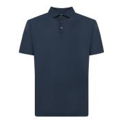 Zanone Blå Crepe Polo Skjorta Klassisk Design Blue, Herr