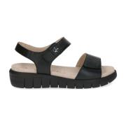 Caprice Svarta Avslappnade Öppna Platta Sandaler Black, Dam