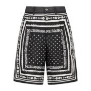 Dolce & Gabbana Bandana Print Bermuda Shorts Black, Herr