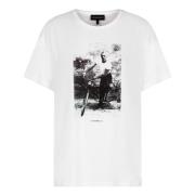 Emporio Armani Bomull T-shirt med Kontrasterande Framtryck White, Dam