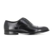 Doucal's Svarta läder Oxford snörskor Black, Herr