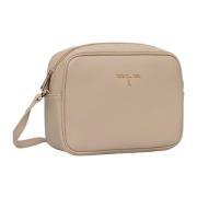 Patrizia Pepe Beige Läder Mini Väska med Avtagbar Kedja Rem Beige, Dam